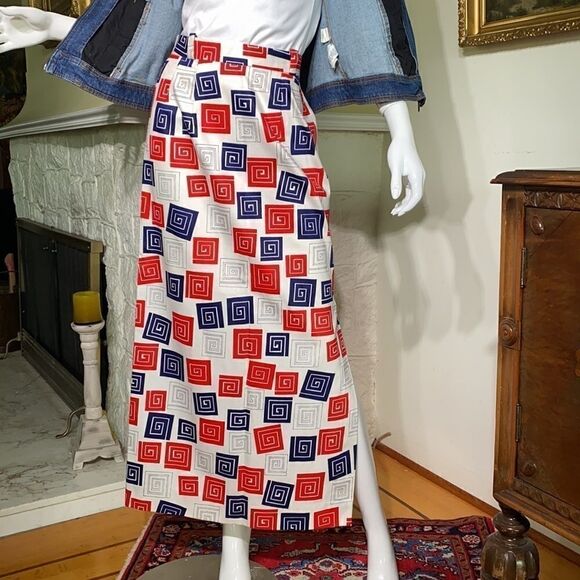 Vintage 1970’s Bernard Cowan Toronto Maxi Abstract Print Skirt - Picture 4 of 14